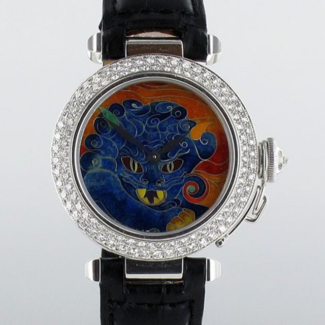 Cartier Pasha D Art Cloisonne Dial Diamond Bezel Ref: 2509